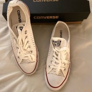 White Converse. Lace look